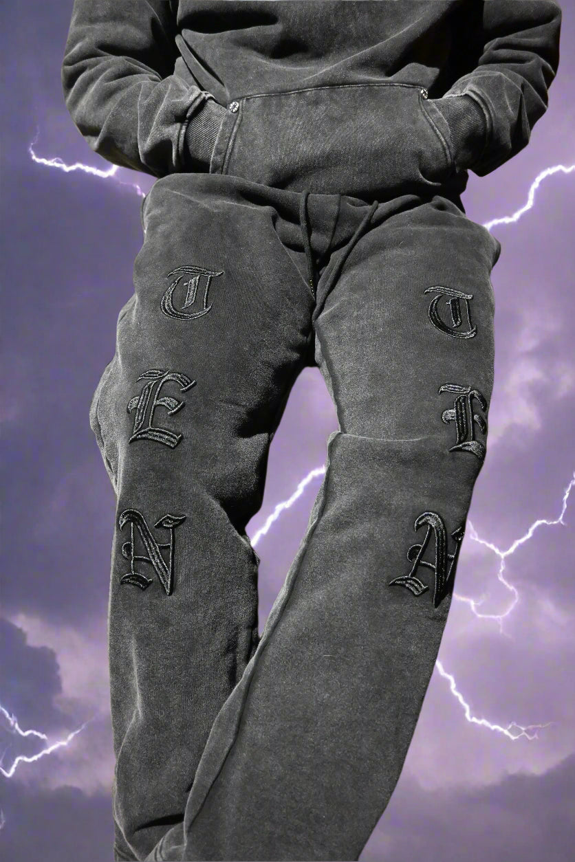 Elevate your style with Tentenlv's Black Acid Wash Sweats