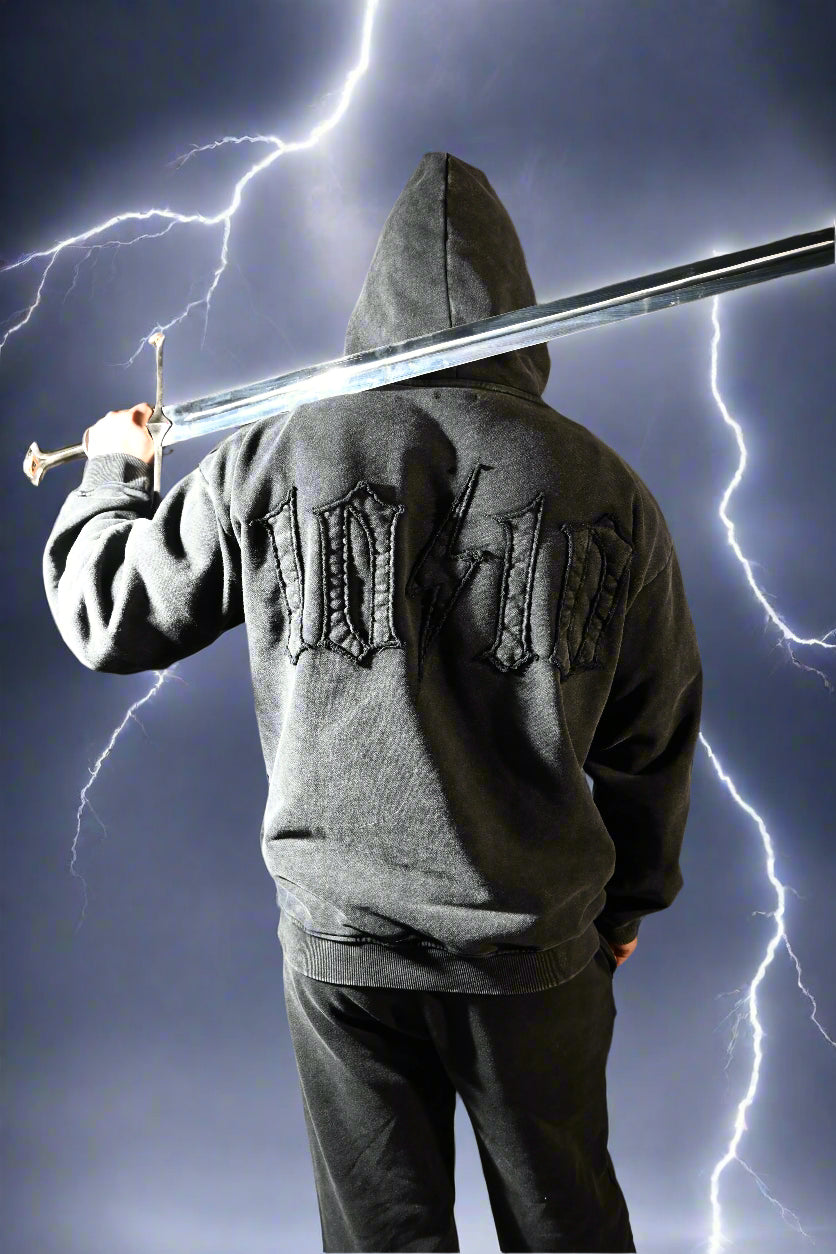 Tentenlv Black Acid Wash Hoodie – Bold, Durable, Iconic