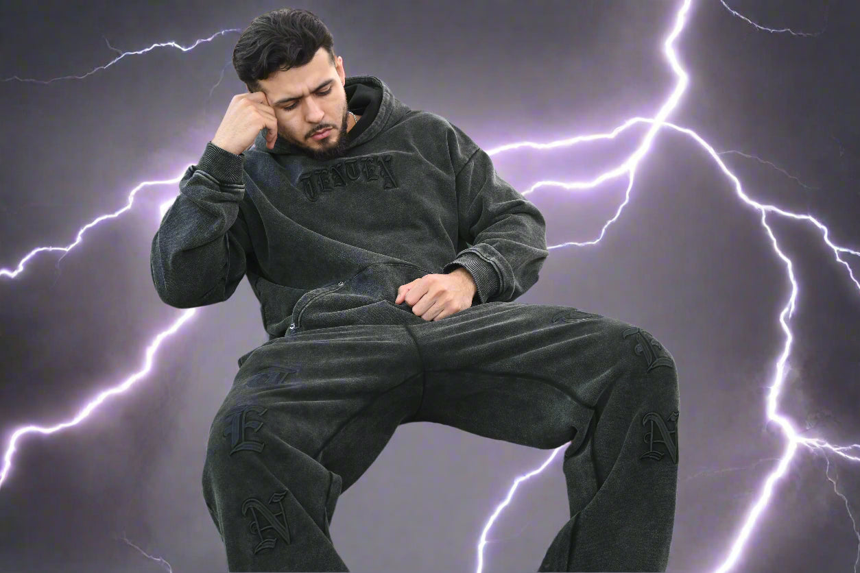 Tentenlv Black Acid Wash Sweats – Bold, Comfy & Versatile