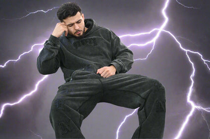 Tentenlv Black Acid Wash Sweats – Bold, Comfy & Versatile